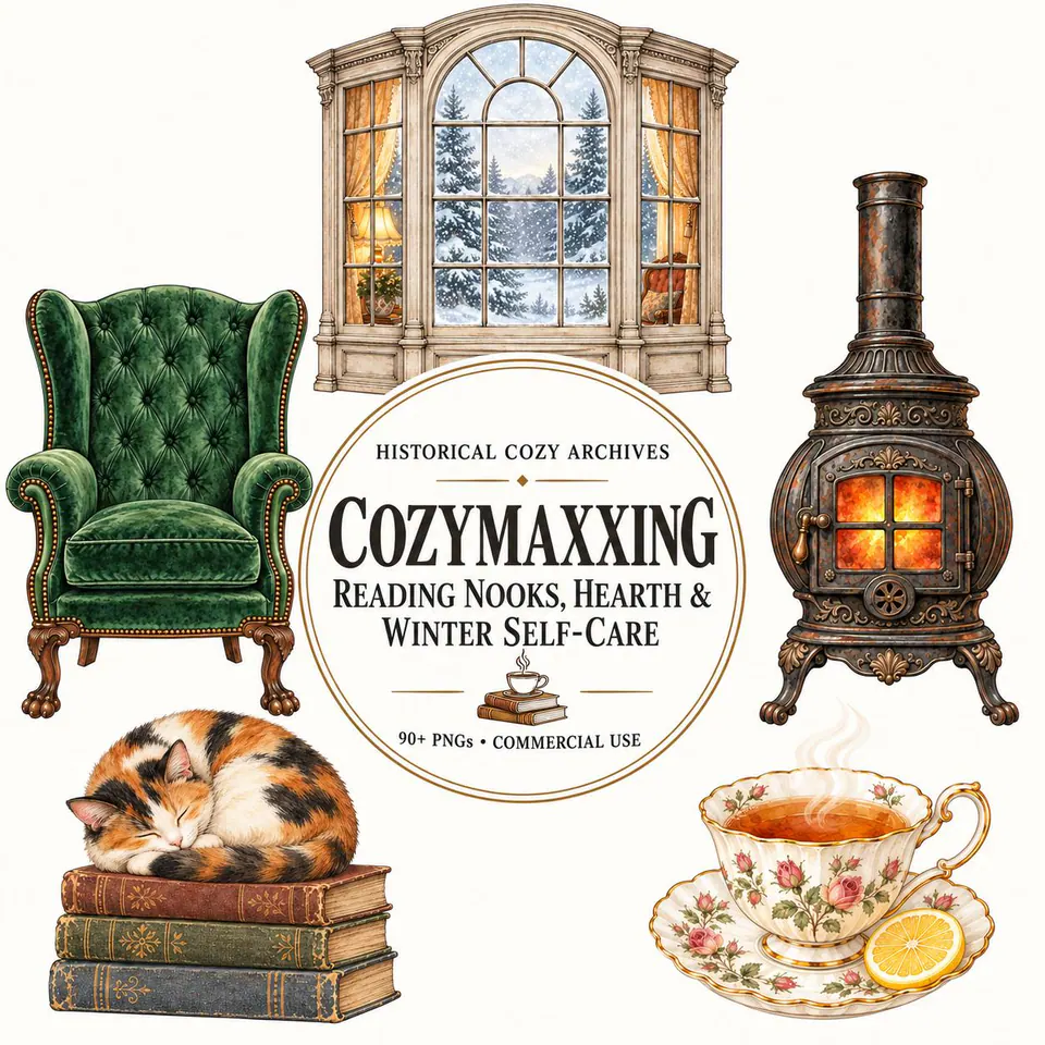 Cozymaxxing Reading Nook — cover of the VintageHauntArt collection