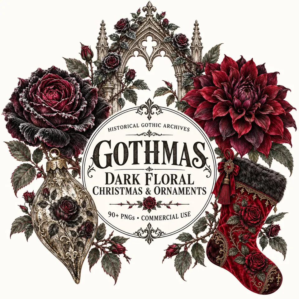 Gothmas Dark Florals — cover of the VintageHauntArt collection