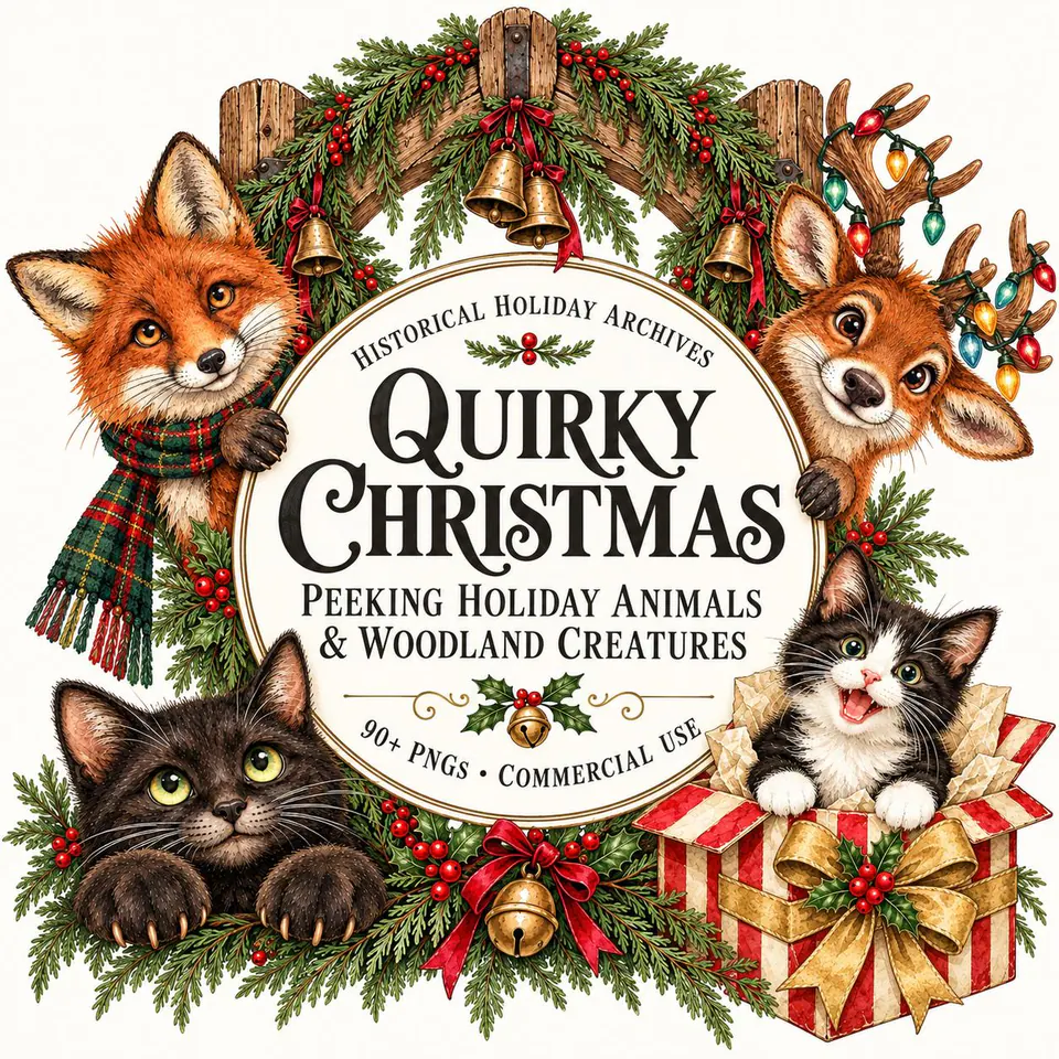 Quirky Christmas Peekers — cover of the VintageHauntArt collection