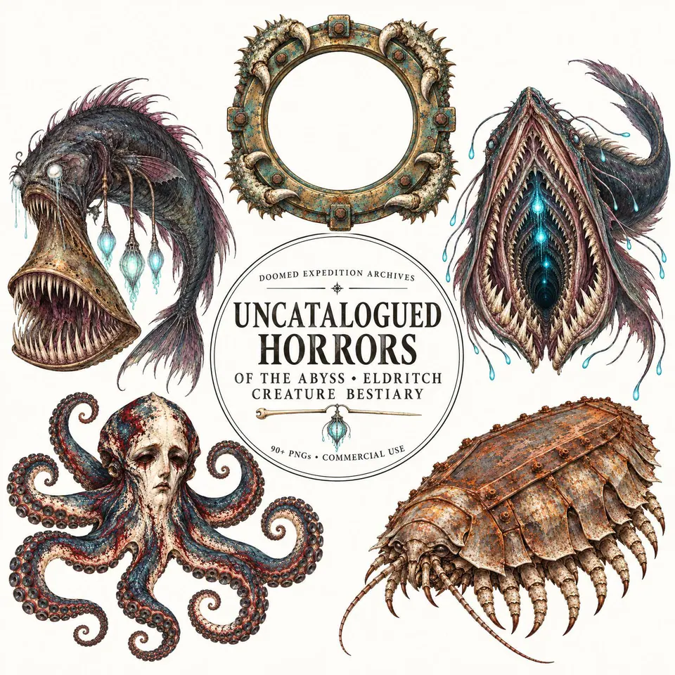 Uncatalogued Horrors of the Abyss — cover of the VintageHauntArt collection