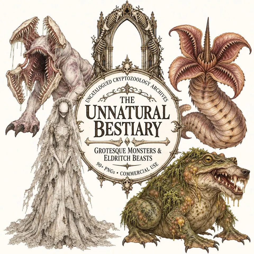 The Unnatural Bestiary — cover of the VintageHauntArt collection