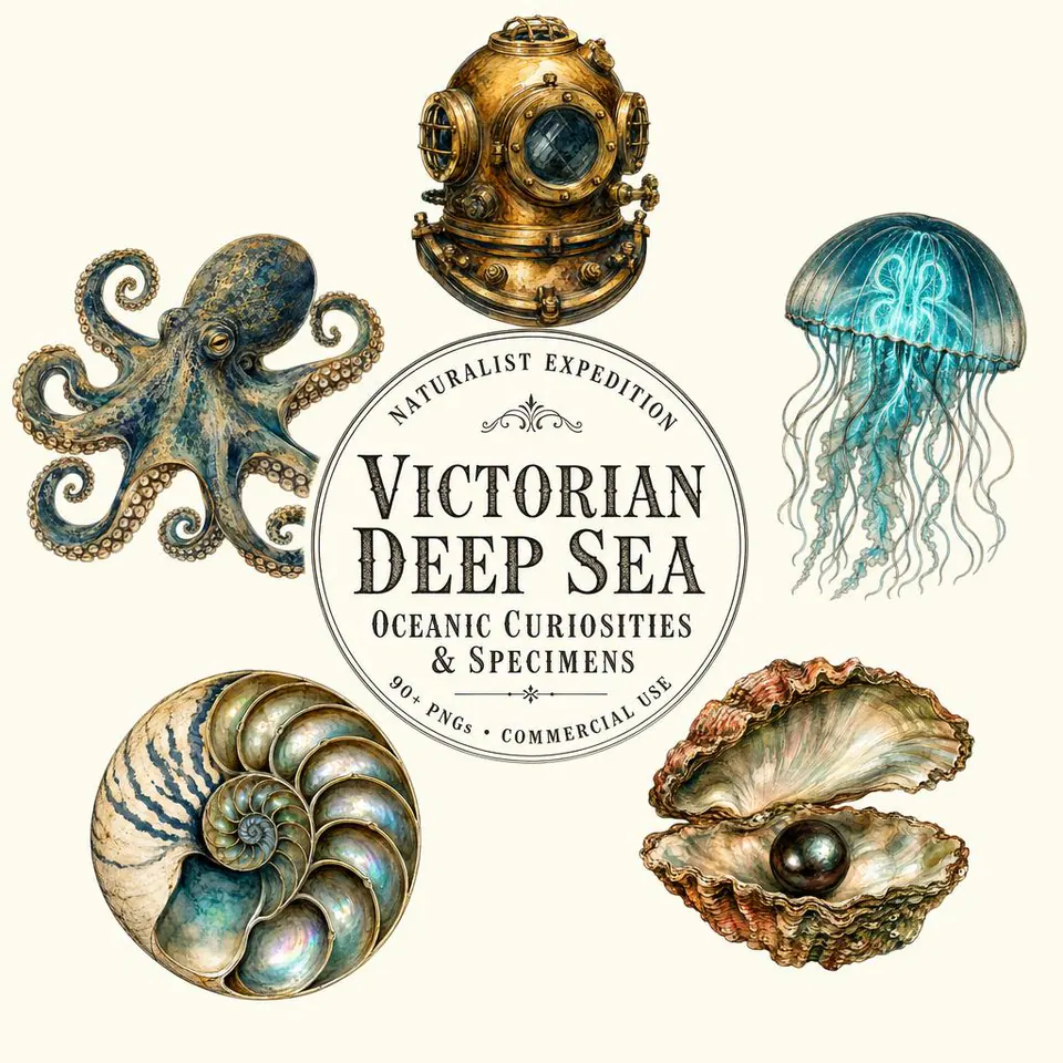 Victorian Deep Sea Curiosities — cover of the VintageHauntArt collection