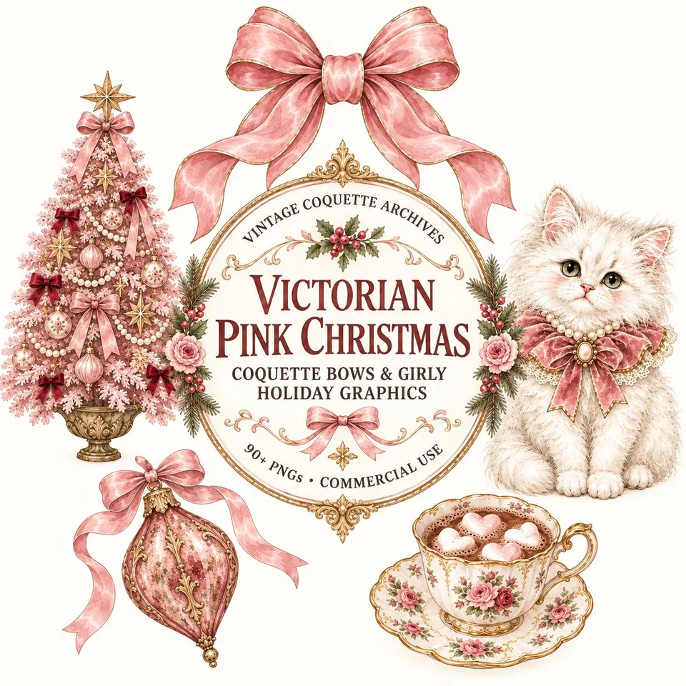 Victorian Pink Christmas — cover of the VintageHauntArt collection
