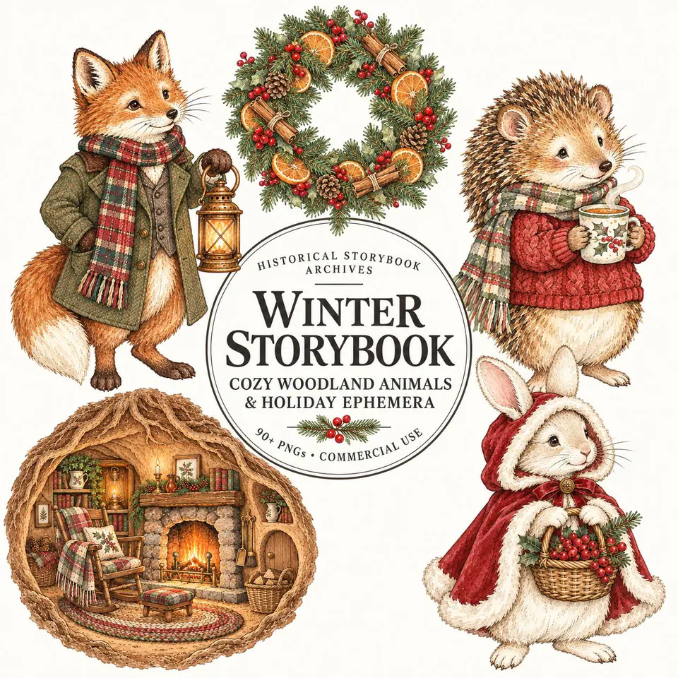 Victorian Winter Storybook Animals — cover of the VintageHauntArt collection